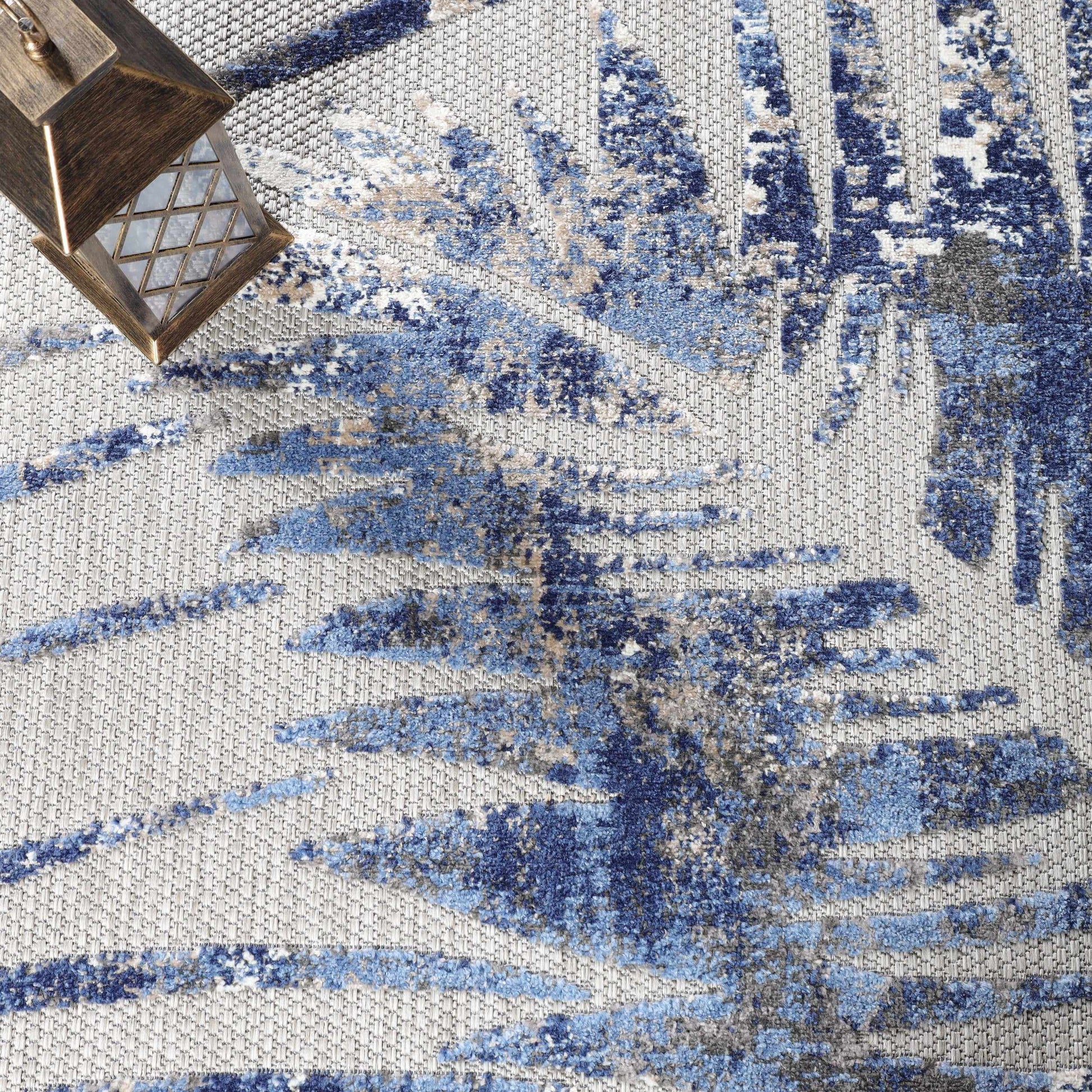  Superior Siesta Botanical Leaves Modern Indoor Outdoor Area Rug or Runner Rug - Grey