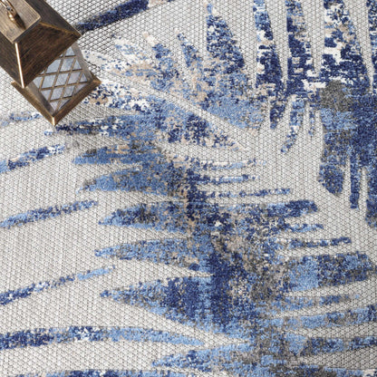  Superior Siesta Botanical Leaves Modern Indoor Outdoor Area Rug or Runner Rug - Grey