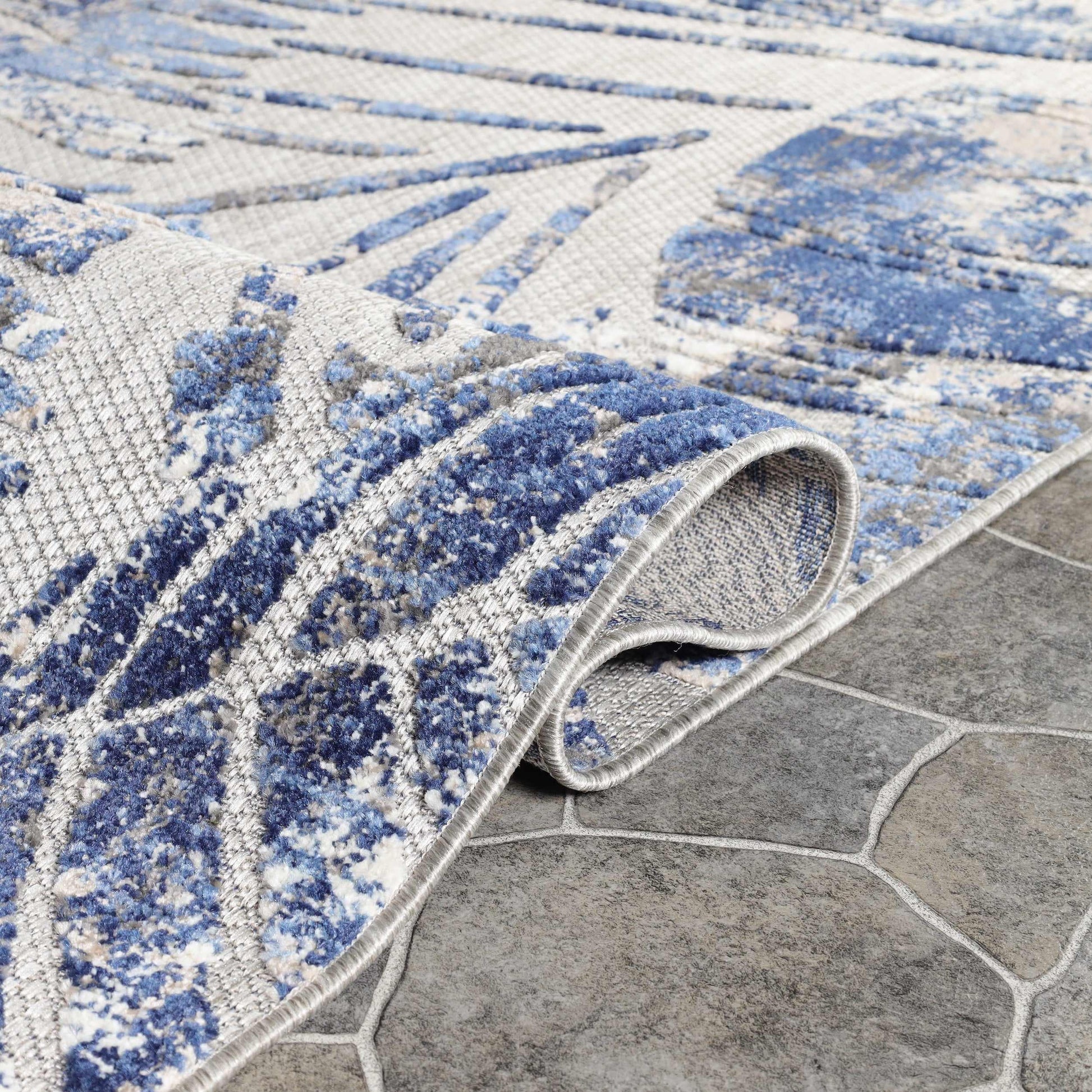  Superior Siesta Botanical Leaves Modern Indoor Outdoor Area Rug or Runner Rug - Grey
