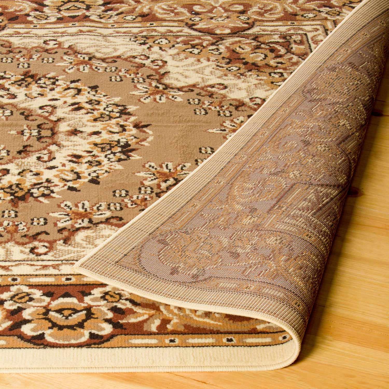 Superior Tayana Traditional Oriental Floral Medallion 3-Piece Indoor Area Rug Set - Caramel