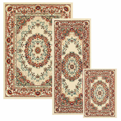 Superior Tayana Traditional Oriental Floral Medallion 3-Piece Indoor Area Rug Set - Caramel