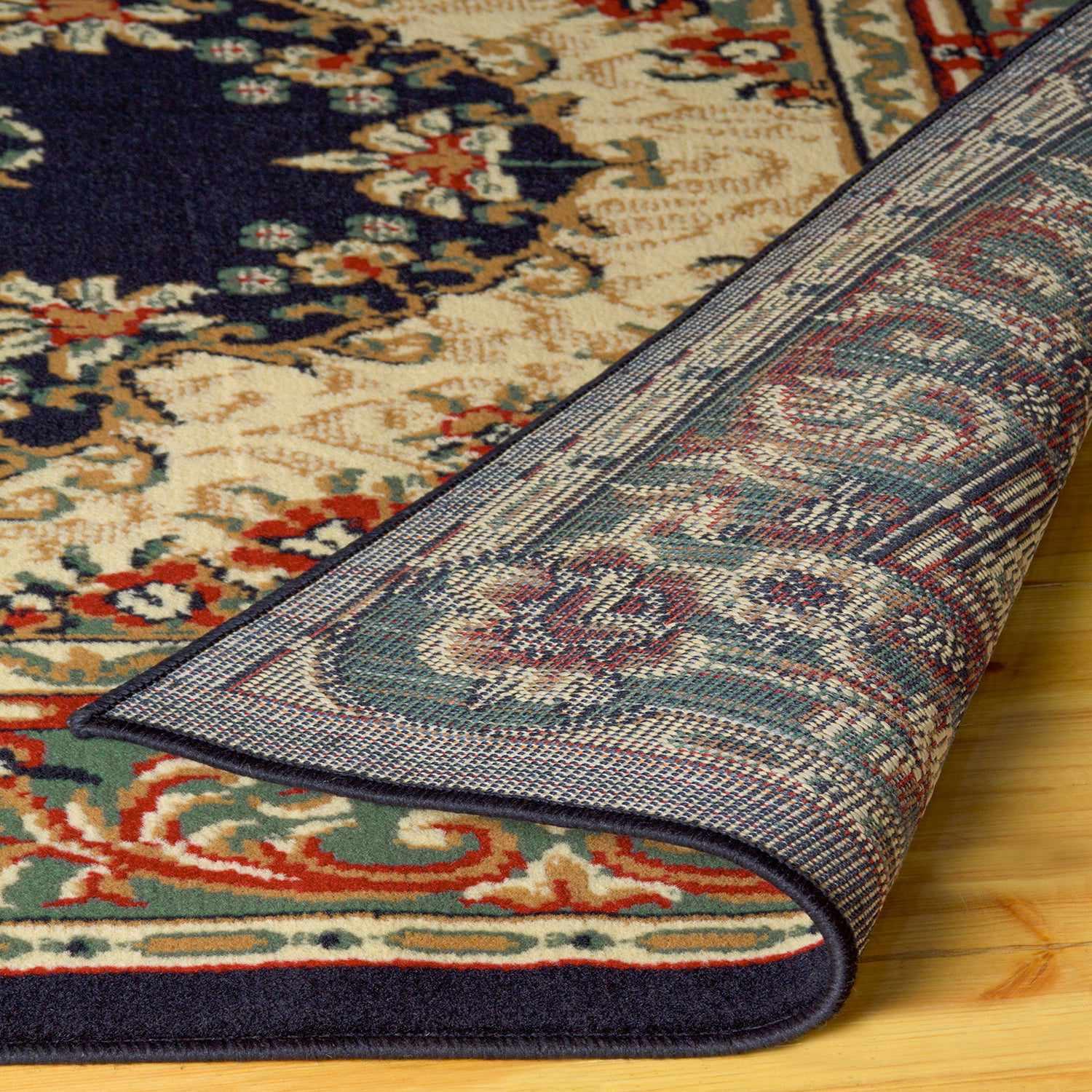 Superior Tayana Traditional Oriental Floral Medallion 3-Piece Indoor Area Rug Set  -Midnight Blue