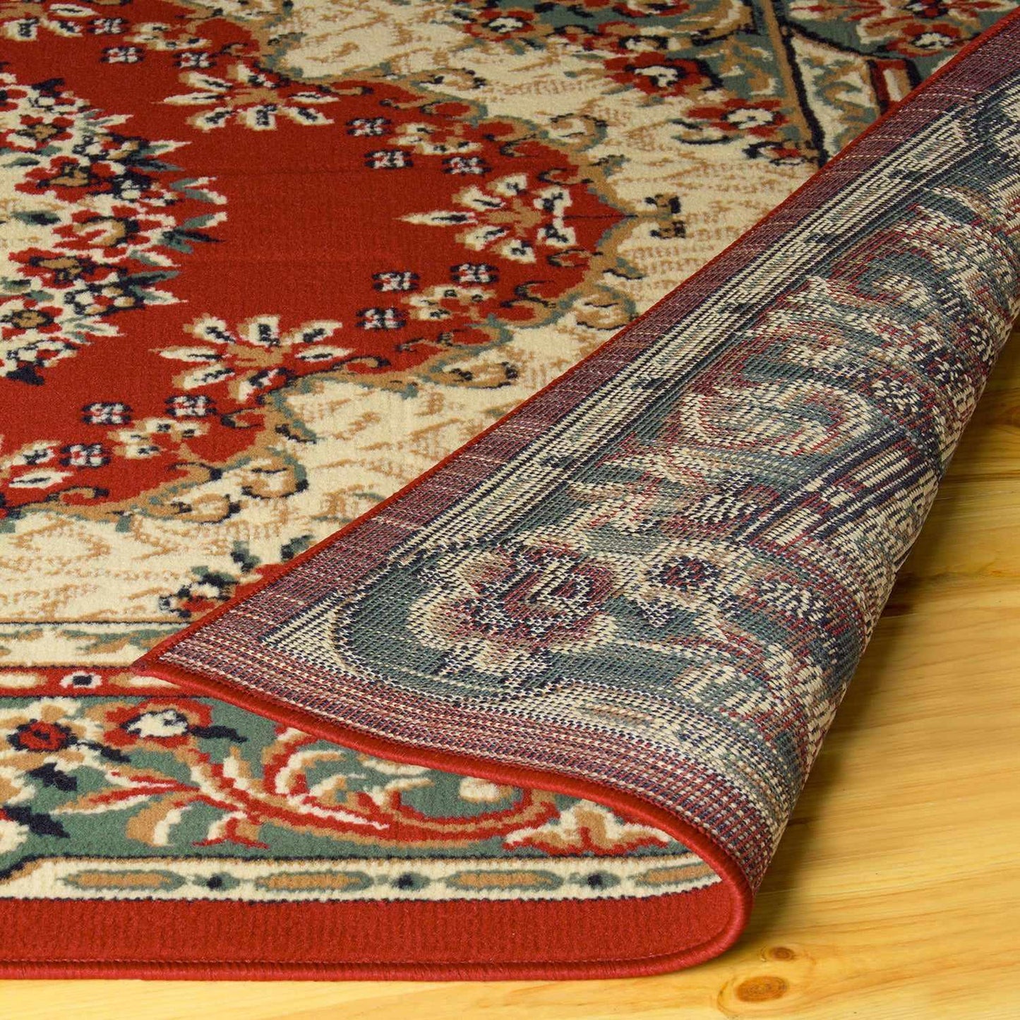 Superior Tayana Traditional Oriental Floral Medallion 3-Piece Indoor Area Rug Set  -Red