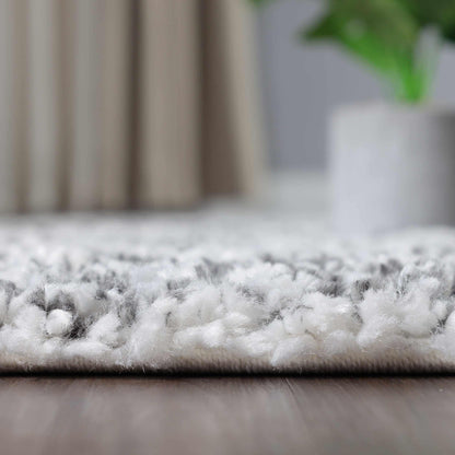  Superior Geometric Bohemian Indoor Plush Shag Area Rug - Cream-Grey