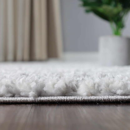  Superior Geometric Bohemian Indoor Plush Shag Area Rug - Cream-Grey