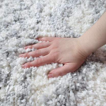  Superior Geometric Bohemian Indoor Plush Shag Area Rug - Grey-Cream