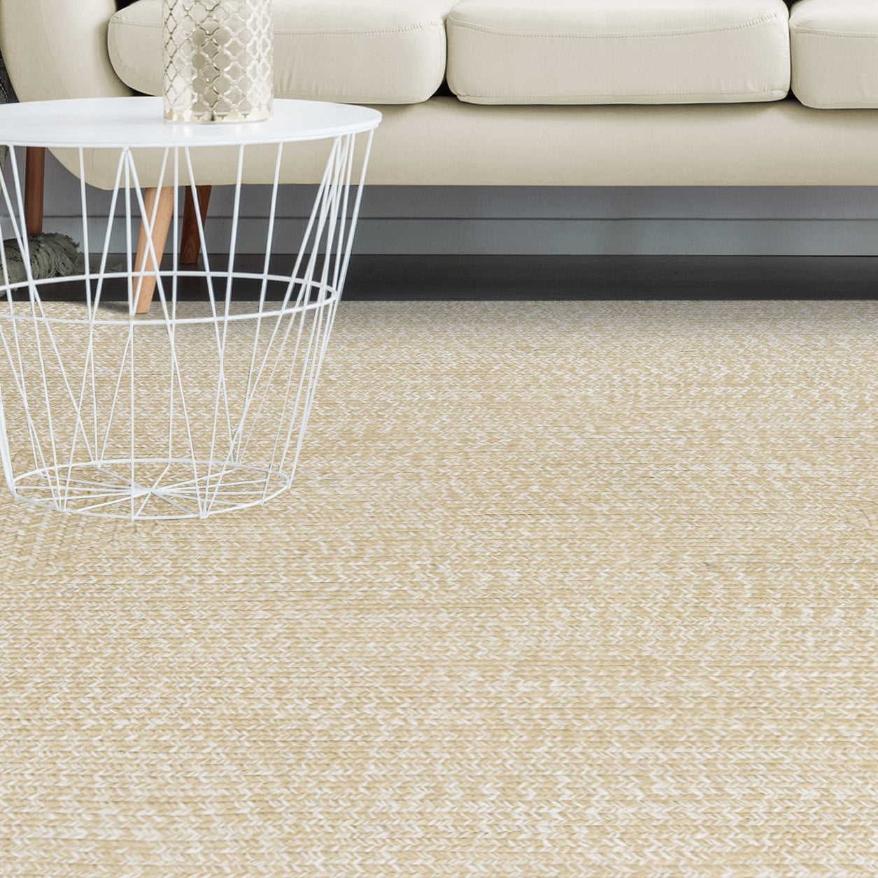 Multi Toned Braided Area Rug Bohemian Indoor Outdoor Rugs - Cream-White