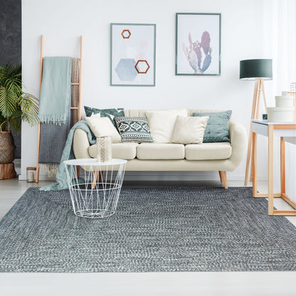 Multi Toned Braided Area Rug Bohemian Indoor Outdoor Rugs - LagoonBreeze-White