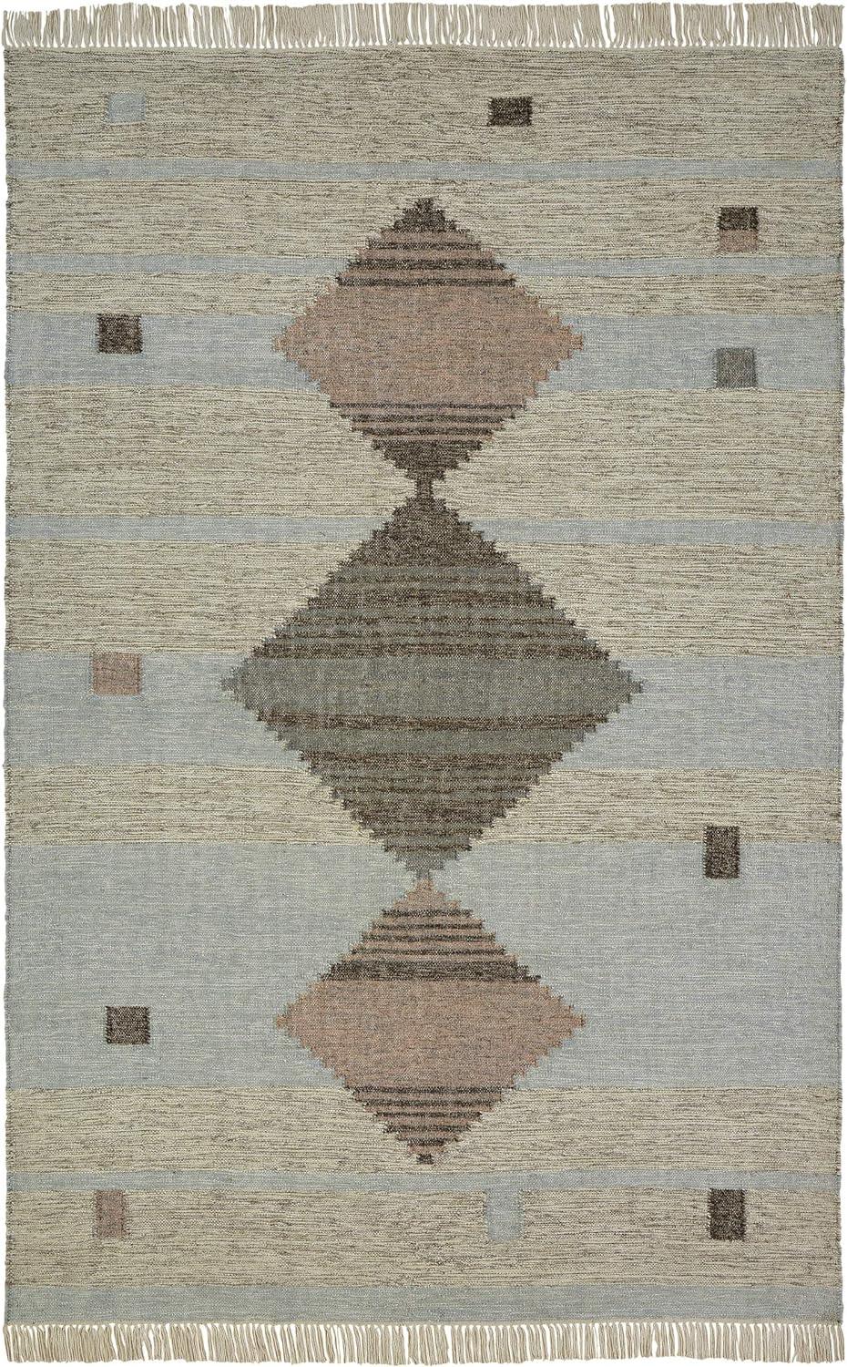 Sayah Eco-Friendly Geometric Handwoven Wool and Cotton Indoor Area Rug