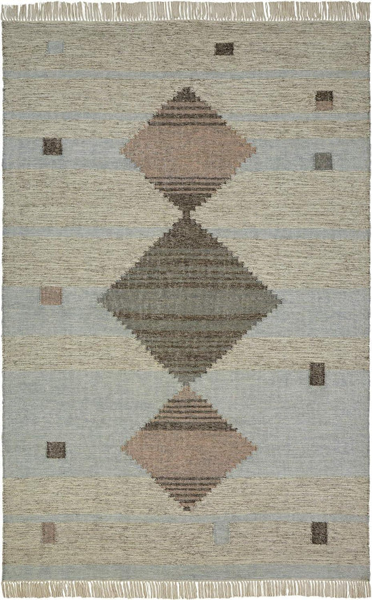 Sayah Eco-Friendly Geometric Handwoven Wool and Cotton Indoor Area Rug