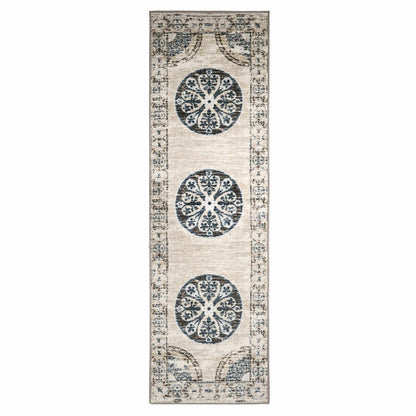 Shiloh Non-Slip Distressed Medallion Indoor Washable Area Rug