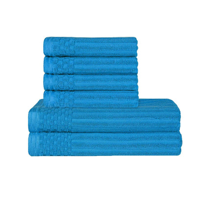 Soho Ribbed Textured Cotton Absorbent Hand and Bath Towel Set