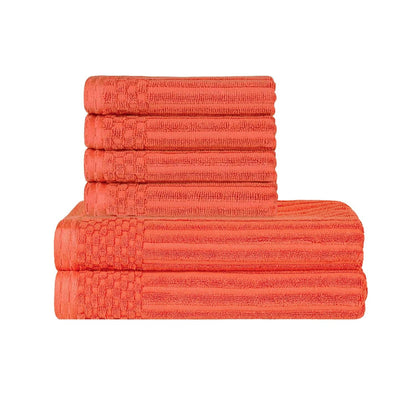 Soho Ribbed Textured Cotton Absorbent Hand and Bath Towel Set