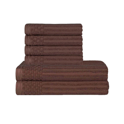 Soho Ribbed Textured Cotton Absorbent Hand and Bath Towel Set