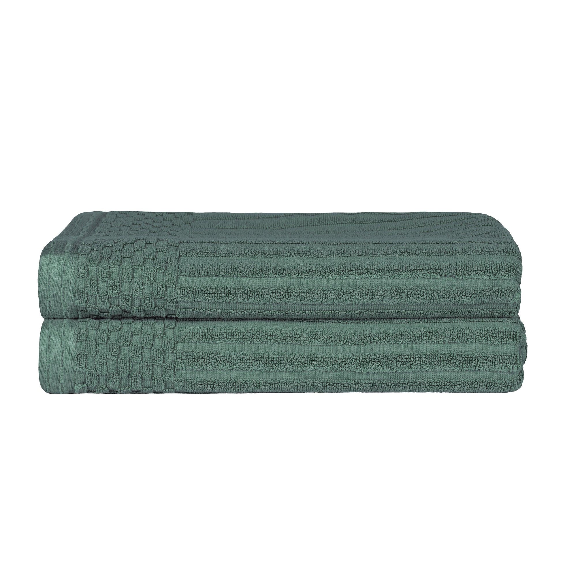  Superior Soho Ribbed Textured Cotton Ultra-Absorbent Bath Sheet & Bath Towel Set - Pine