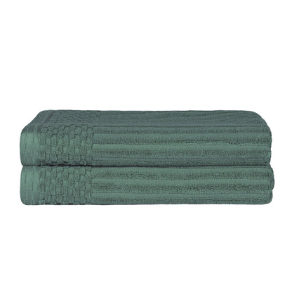  Superior Soho Ribbed Textured Cotton Ultra-Absorbent Bath Sheet & Bath Towel Set - Pine
