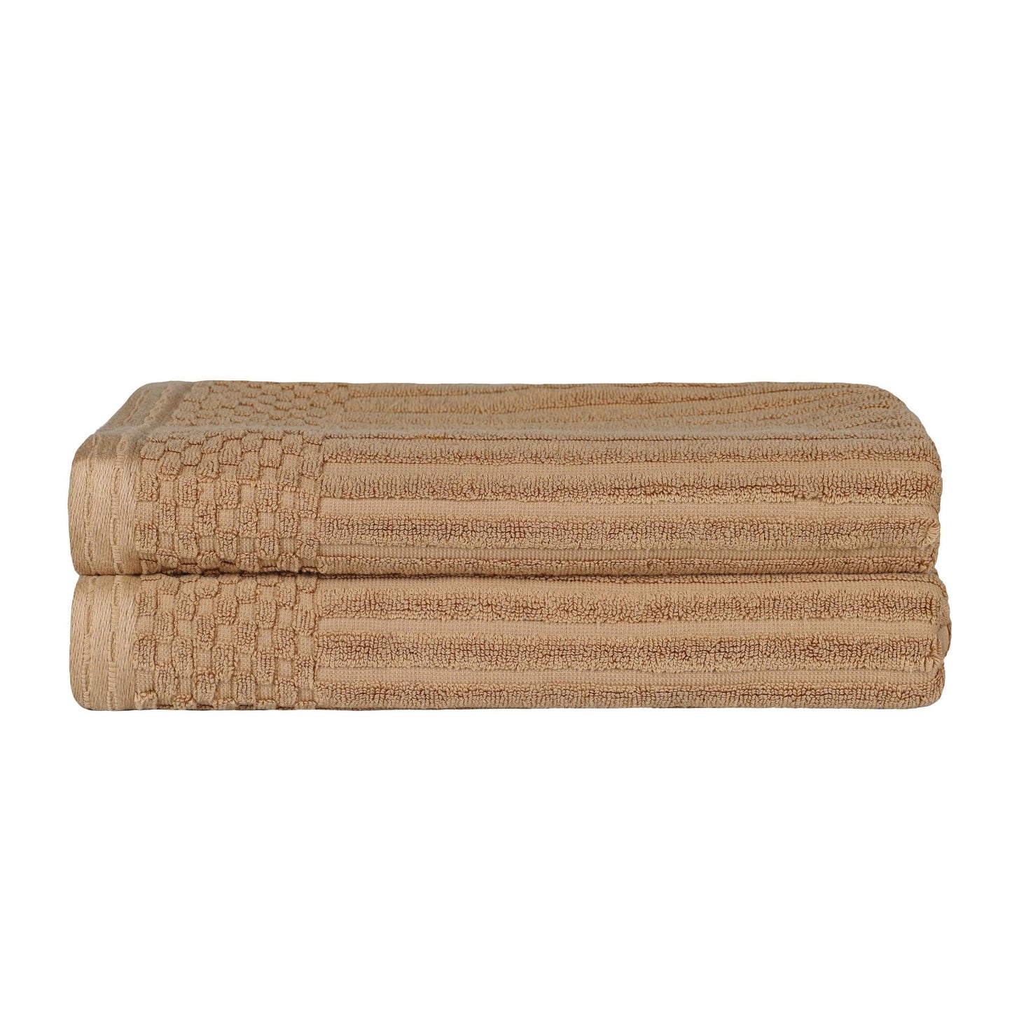  Superior Soho Ribbed Textured Cotton Ultra-Absorbent Bath Sheet & Bath Towel Set - Coffee