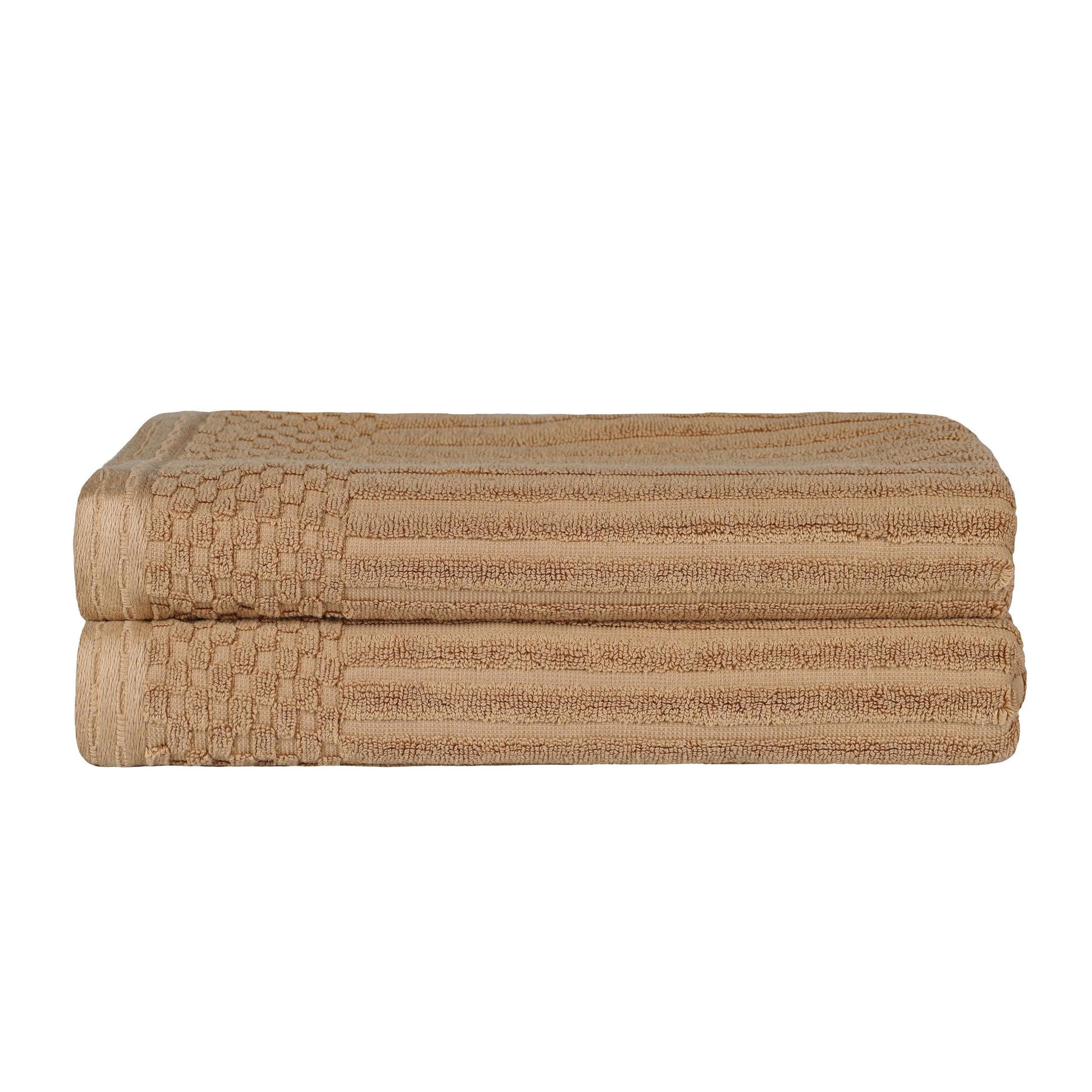  Superior Soho Ribbed Textured Cotton Ultra-Absorbent Bath Sheet & Bath Towel Set - Coffee