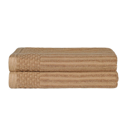  Superior Soho Ribbed Textured Cotton Ultra-Absorbent Bath Sheet & Bath Towel Set - Coffee