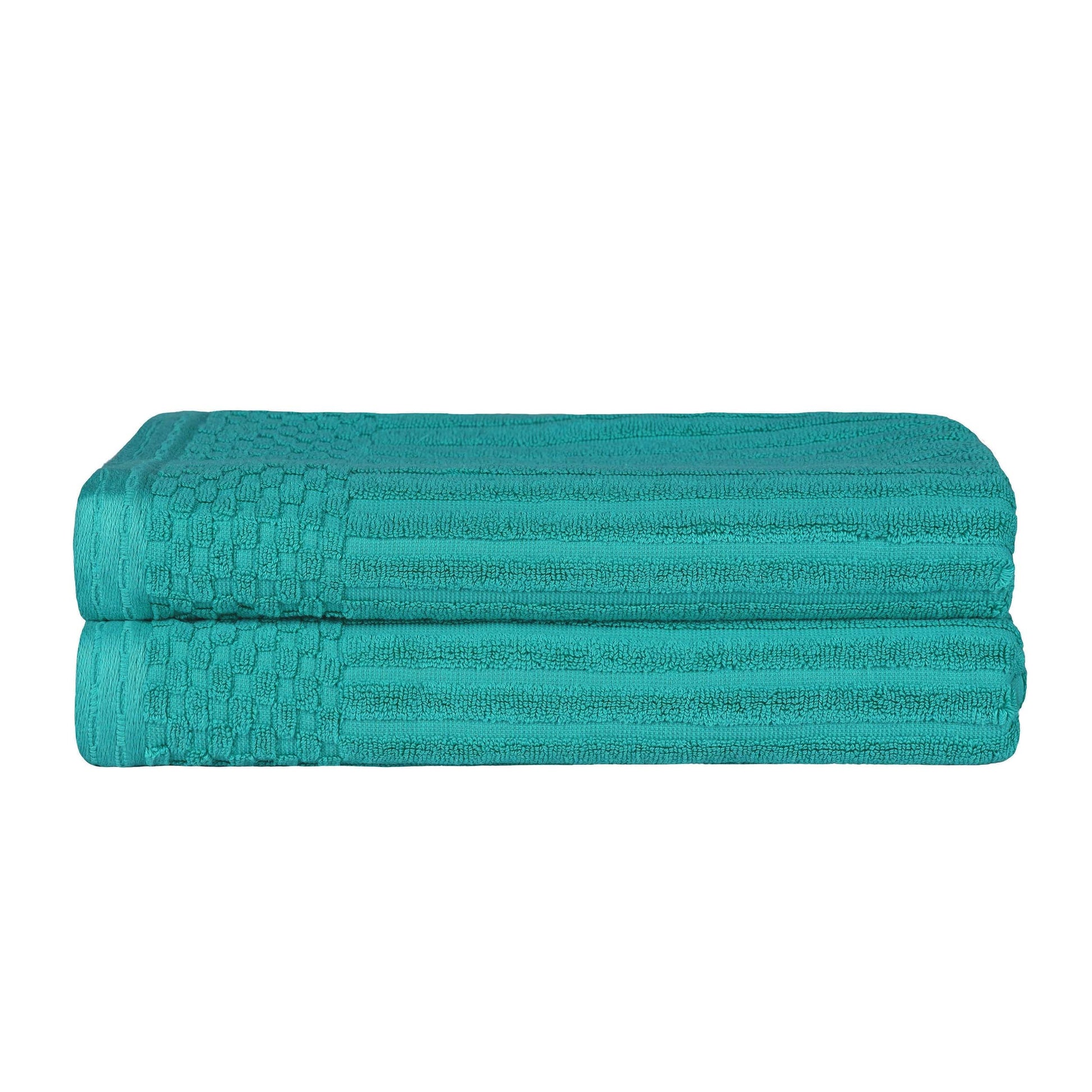 Superior Soho Ribbed Textured Cotton Ultra-Absorbent Bath Sheet & Bath Towel Set - Turquoise