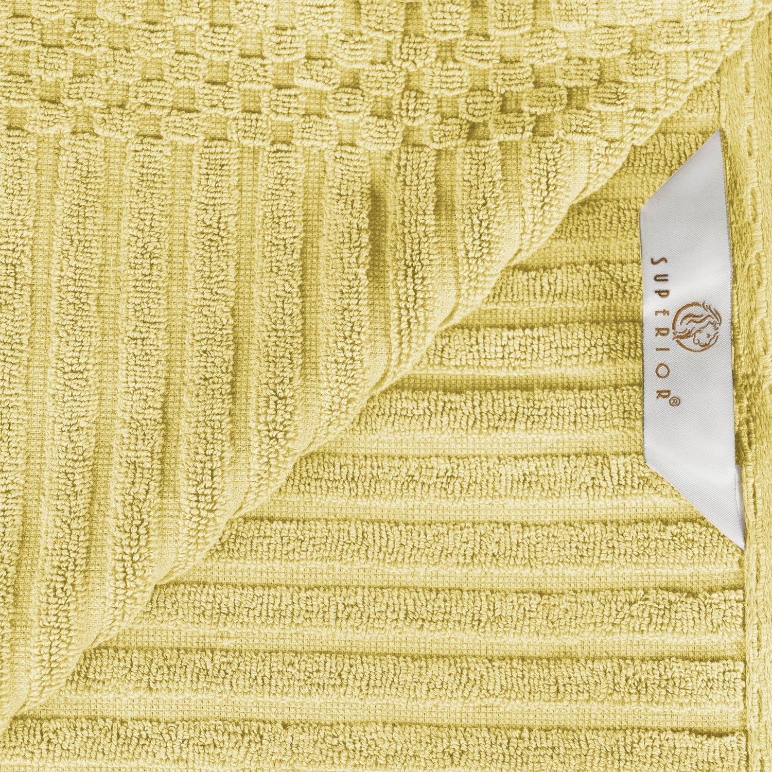 Superior Soho Ribbed Textured Cotton Ultra-Absorbent Bath Sheet & Bath Towel Set - Golden Mist