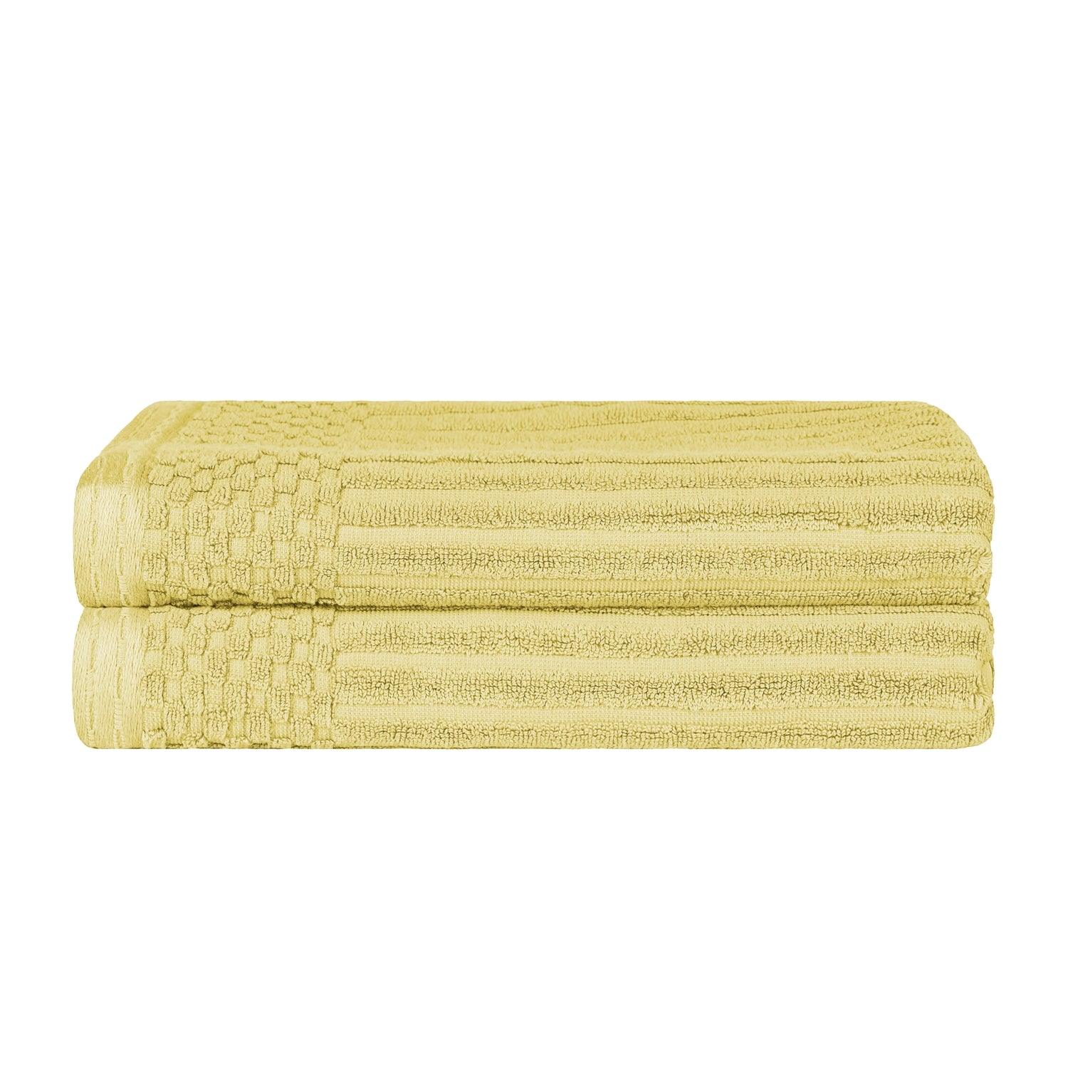  Superior Soho Ribbed Textured Cotton Ultra-Absorbent Bath Sheet & Bath Towel Set - Golden Mist