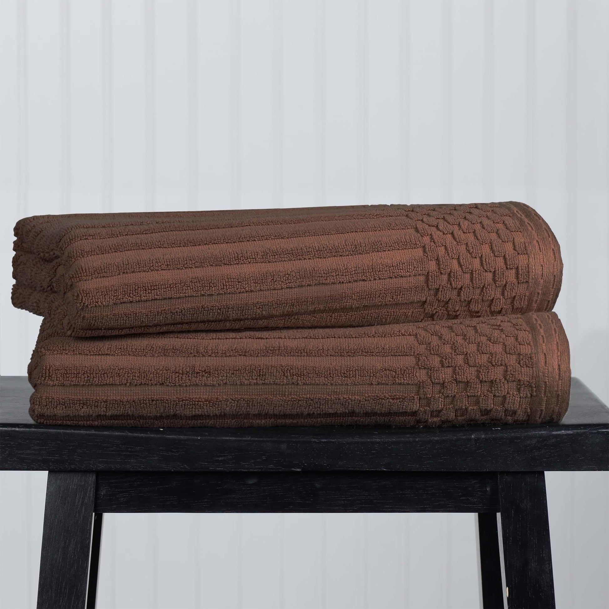 Superior Soho Ribbed Textured Cotton Ultra-Absorbent Bath Sheet & Bath Towel Set - Java