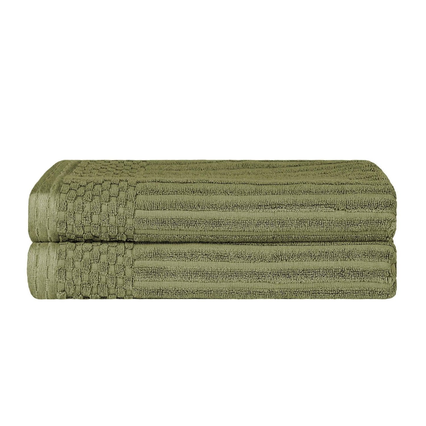  Superior Soho Ribbed Textured Cotton Ultra-Absorbent Bath Sheet & Bath Towel Set - Sage