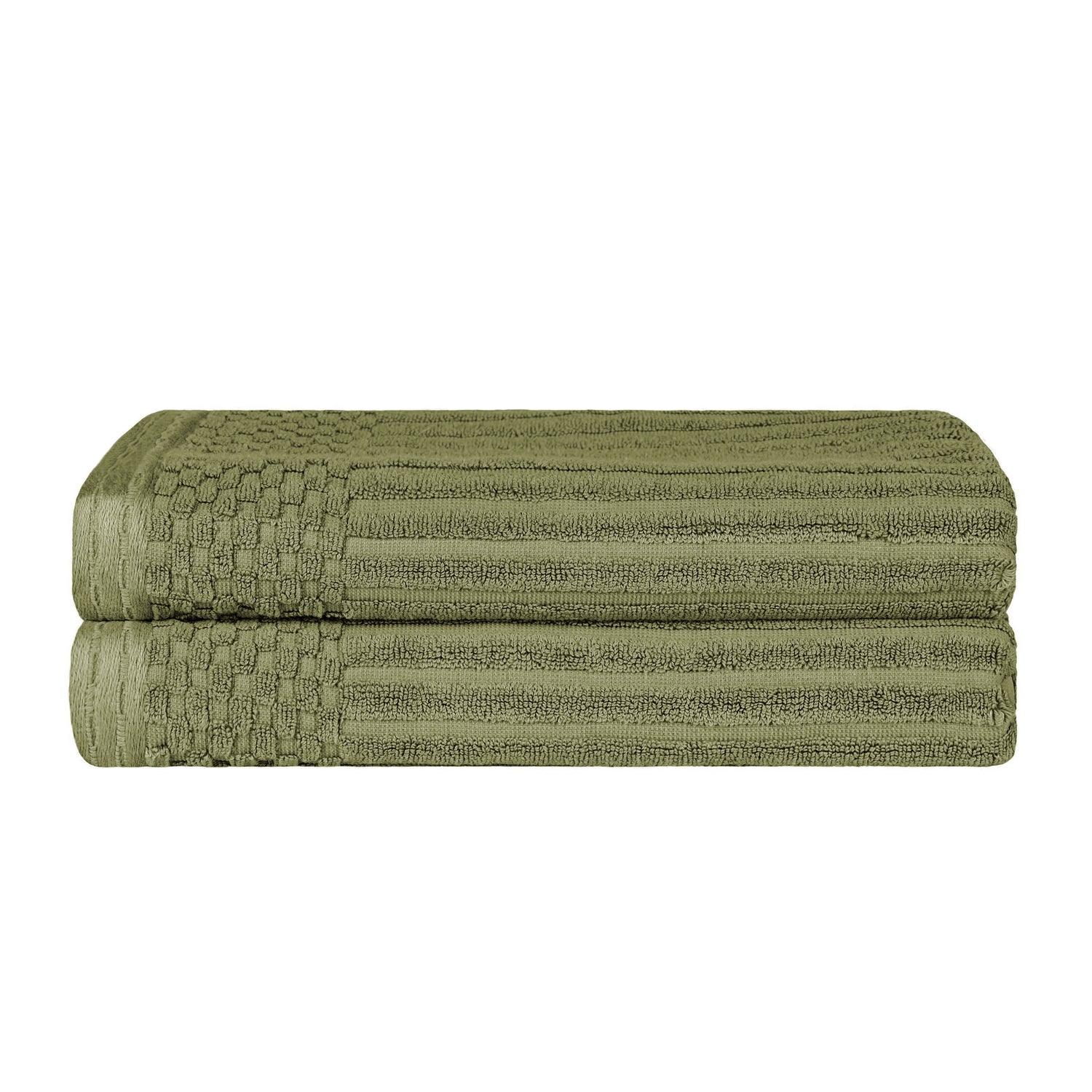  Superior Soho Ribbed Textured Cotton Ultra-Absorbent Bath Sheet & Bath Towel Set - Sage