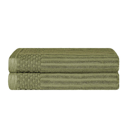  Superior Soho Ribbed Textured Cotton Ultra-Absorbent Bath Sheet & Bath Towel Set - Sage