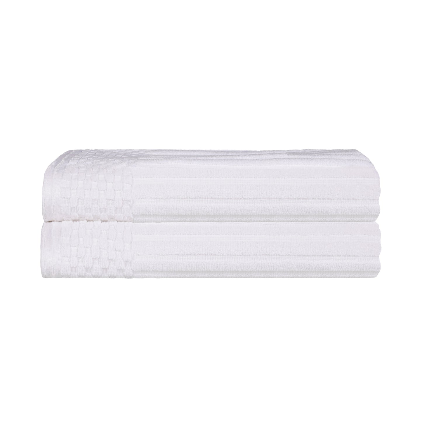 Superior Soho Ribbed Textured Cotton Ultra-Absorbent Bath Sheet & Bath Towel Set - White