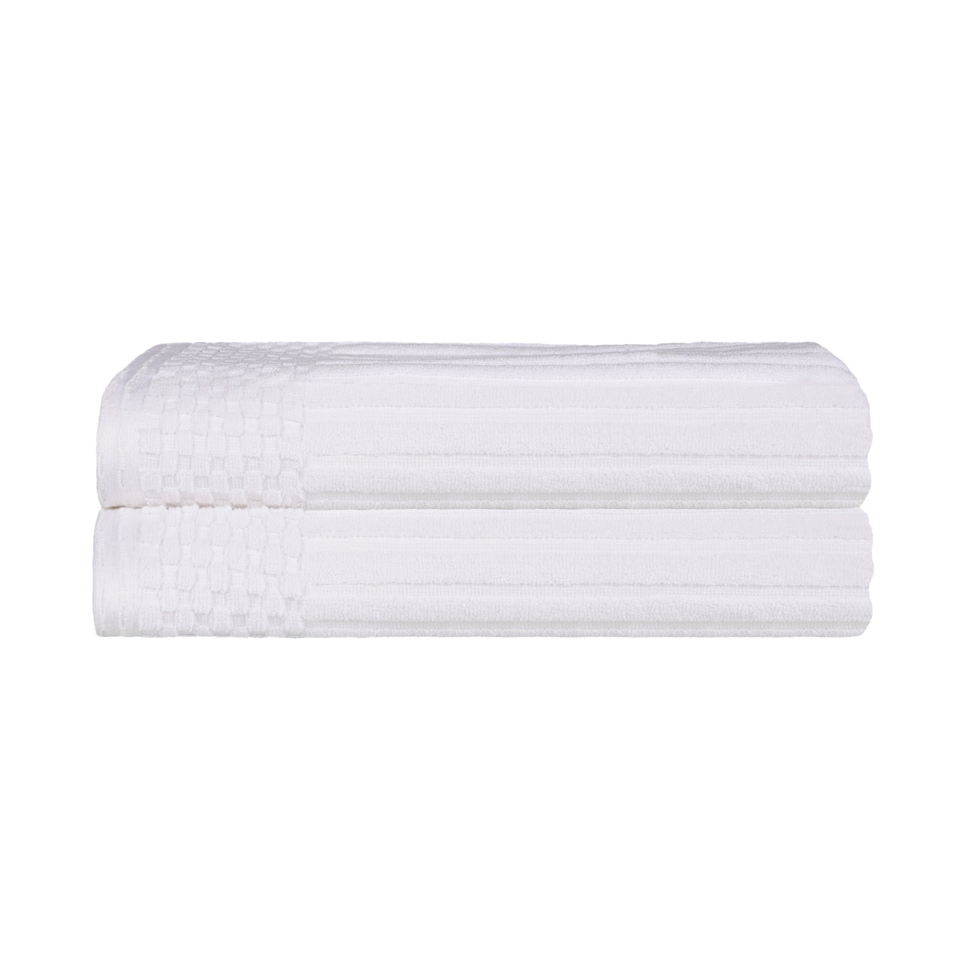 Superior Soho Ribbed Textured Cotton Ultra-Absorbent Bath Sheet & Bath Towel Set - White