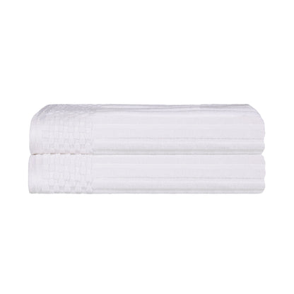 Superior Soho Ribbed Textured Cotton Ultra-Absorbent Bath Sheet & Bath Towel Set - White