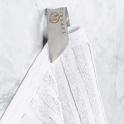 Ribbed Textured Cotton Medium Weight 12 Piece Towel Set - White