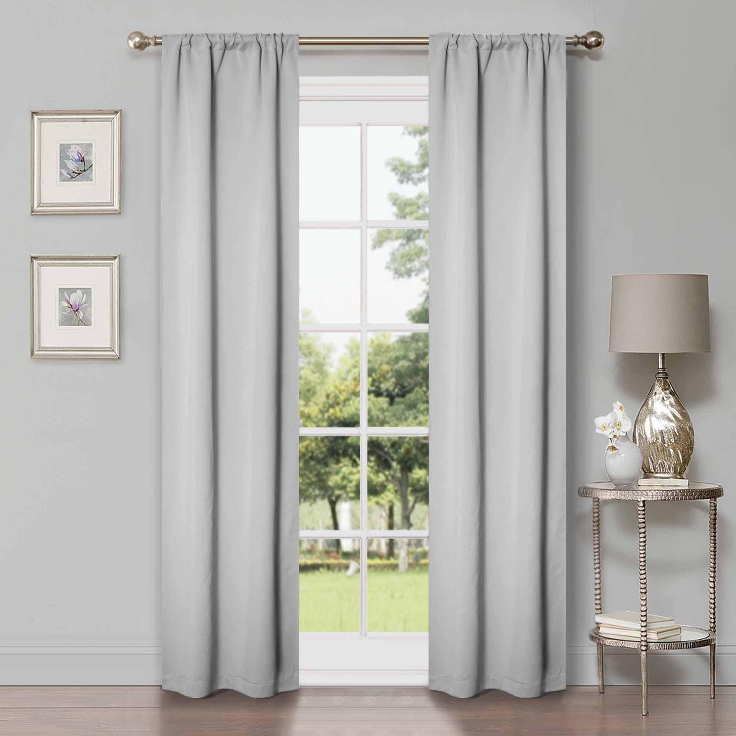 Solid Machine Washable Room Darkening Blackout Curtains, Set of 2