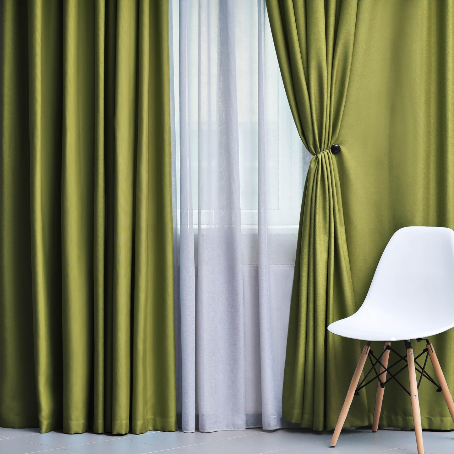 Solid Machine Washable Room Darkening Blackout Curtains, Set of 2