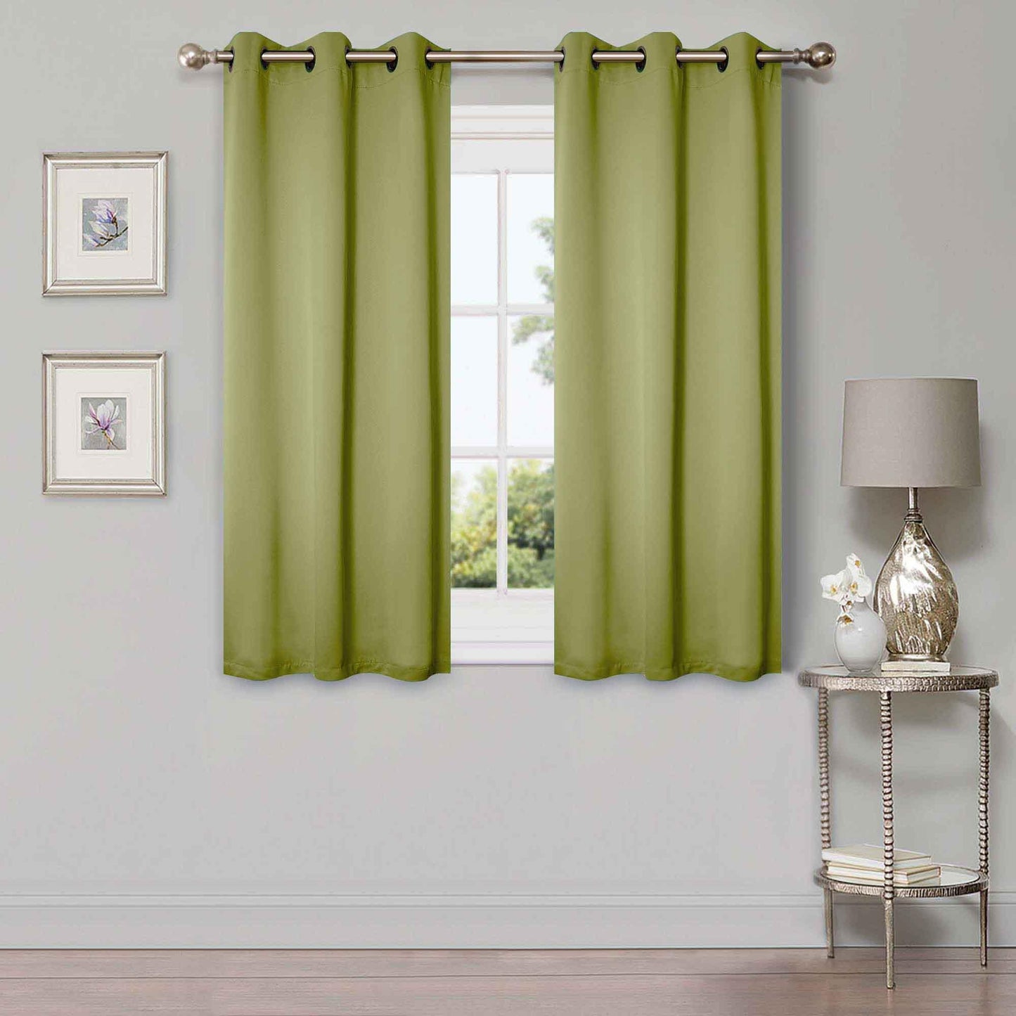 Solid Room Darkening Rod Pocket Blackout Curtain Panels, Set of 2