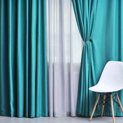 Solid Machine Washable Room Darkening Blackout Curtains, Set of 2