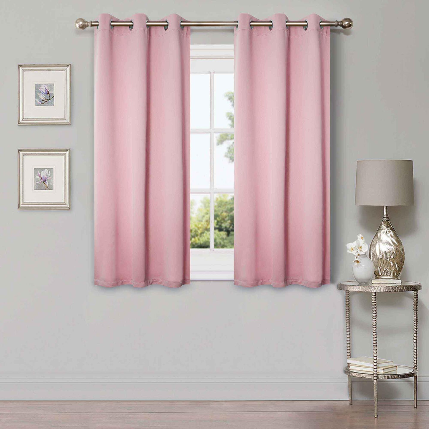 Solid Machine Washable Room Darkening Blackout Curtains, Set of 2