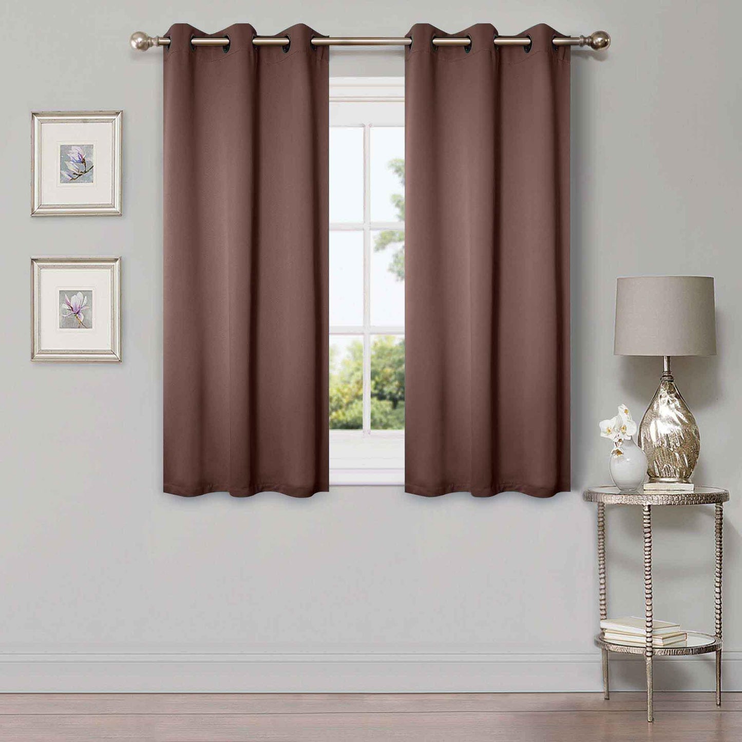Solid Room Darkening Rod Pocket Blackout Curtain Panels, Set of 2