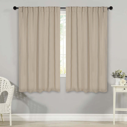 Solid Room Darkening Blackout Curtain Panels, Back Tabs, Set of 2