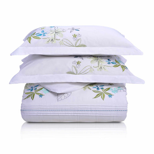 Cotton Traditional Spring Blooms Twill Weave Duvet Cover Set