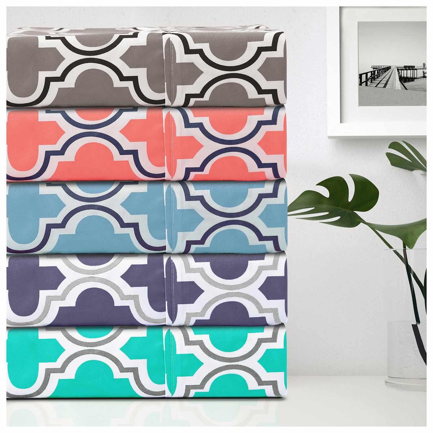 Superior Microfiber Wrinkle Resistant and Breathable Trellis Deep Pocket Sheet Set - Grey