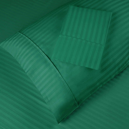 400 Thread Count Soft Stripe Egyptian Cotton Pillowcase Set - Hunter Green