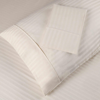 400 Thread Count Soft Stripe Egyptian Cotton Pillowcase Set - Ivory