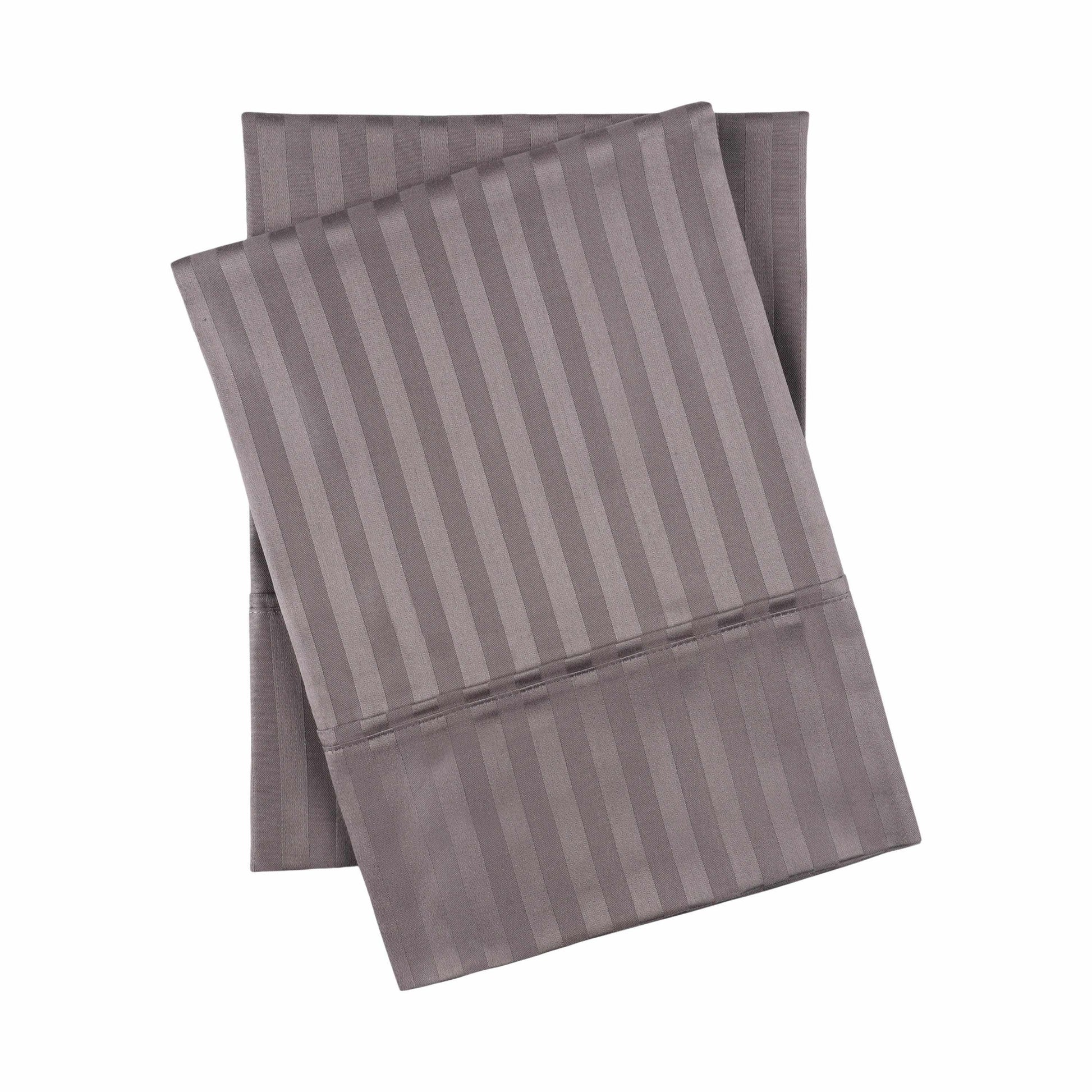400 Thread Count Soft Stripe Egyptian Cotton Pillowcase Set - Grey