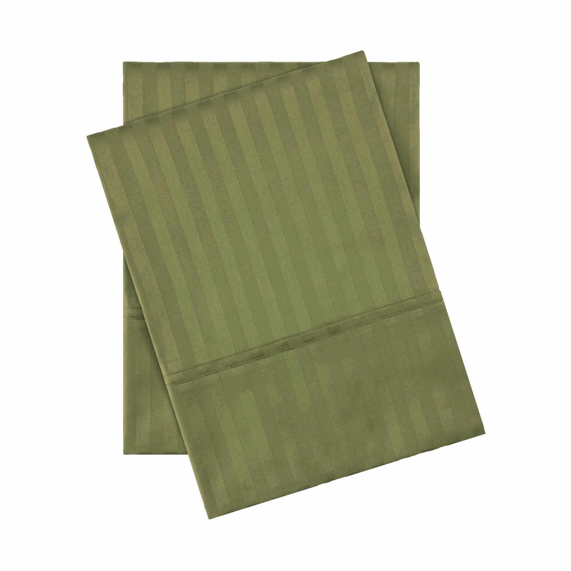 400 Thread Count Soft Stripe Egyptian Cotton Pillowcase Set - Sage