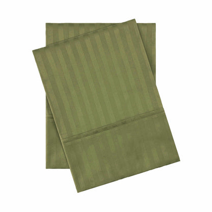 400 Thread Count Soft Stripe Egyptian Cotton Pillowcase Set - Sage