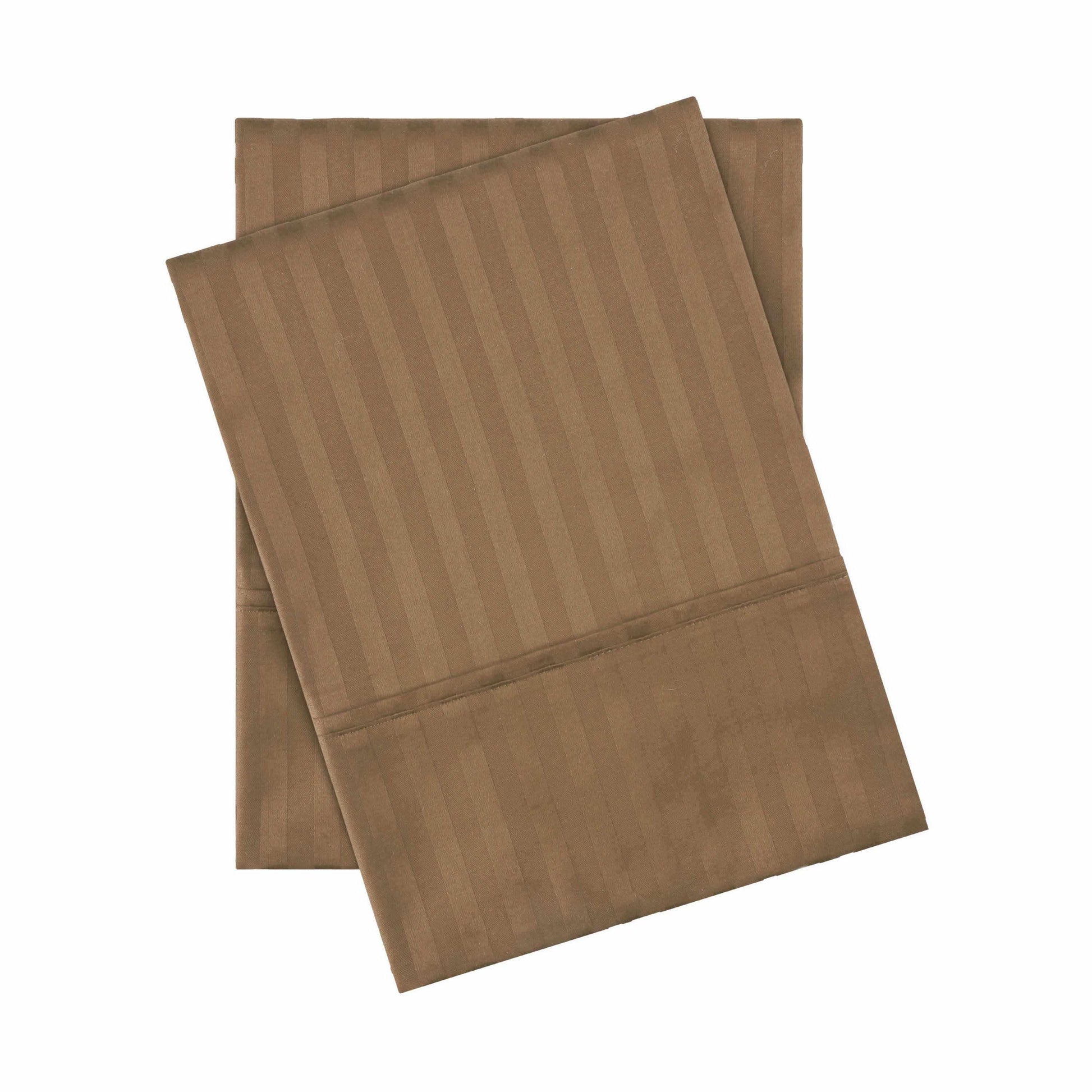 400 Thread Count Soft Stripe Egyptian Cotton Pillowcase Set - Taupe