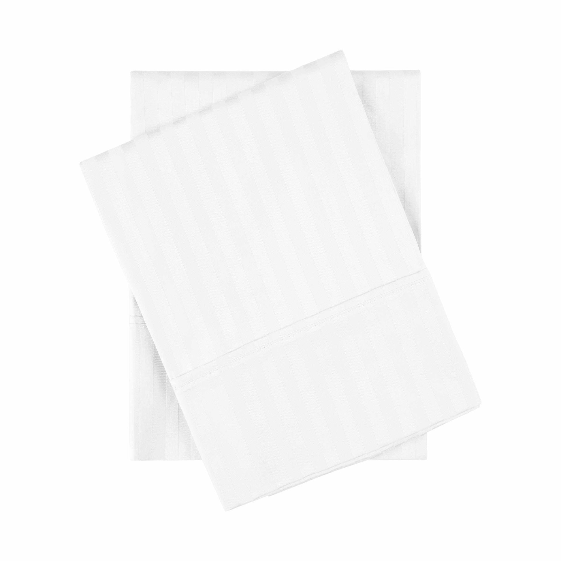 400 Thread Count Soft Stripe Egyptian Cotton Pillowcase Set - White